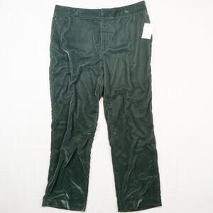 Emerald Green Velvet Straight Leg Pants